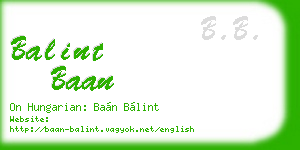 balint baan business card